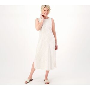 Denim & Co. Naturals Linen Blend Jersey Dress Medium